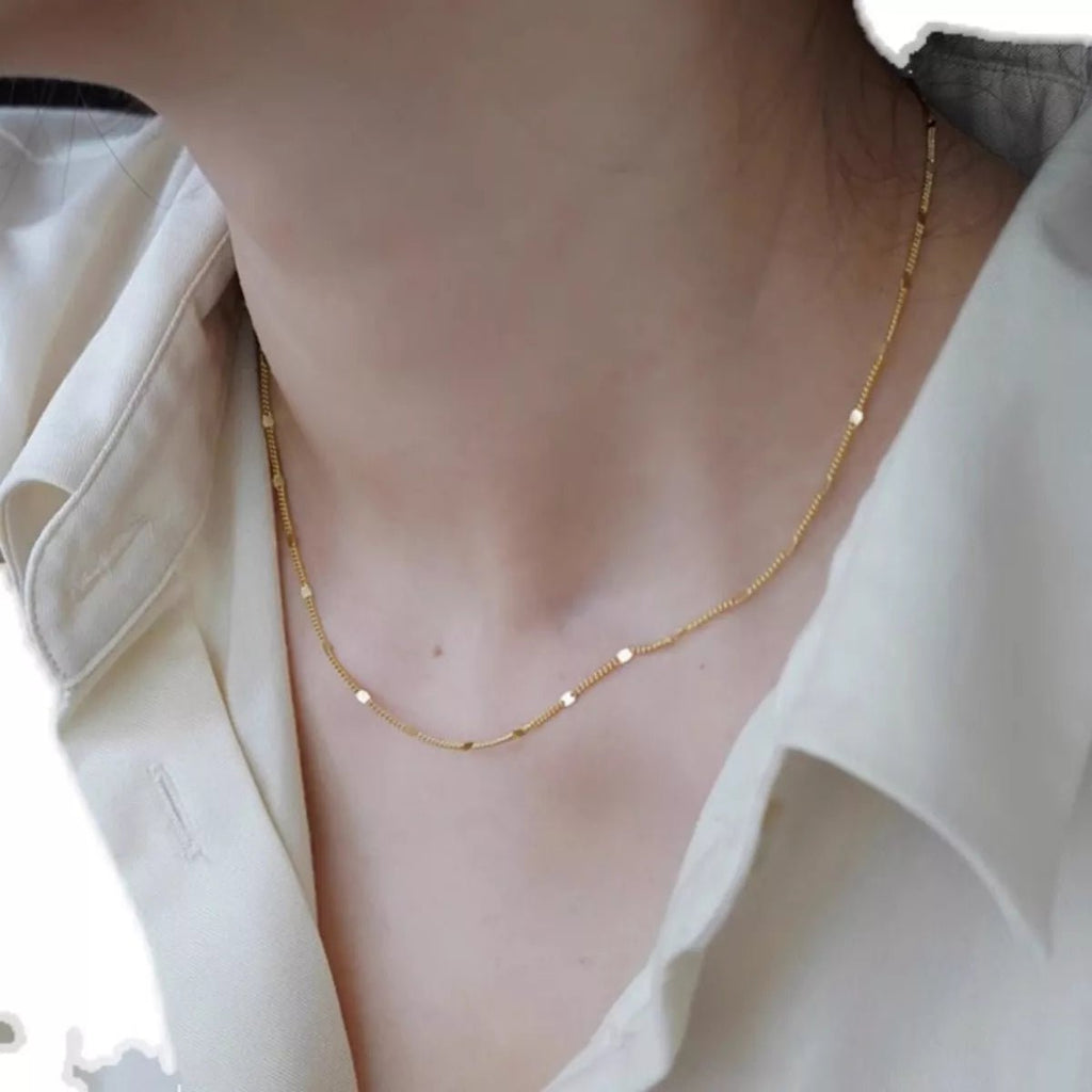 18K Gold-Plated 925 Sterling Silver Chain Necklace - TheMomCo.