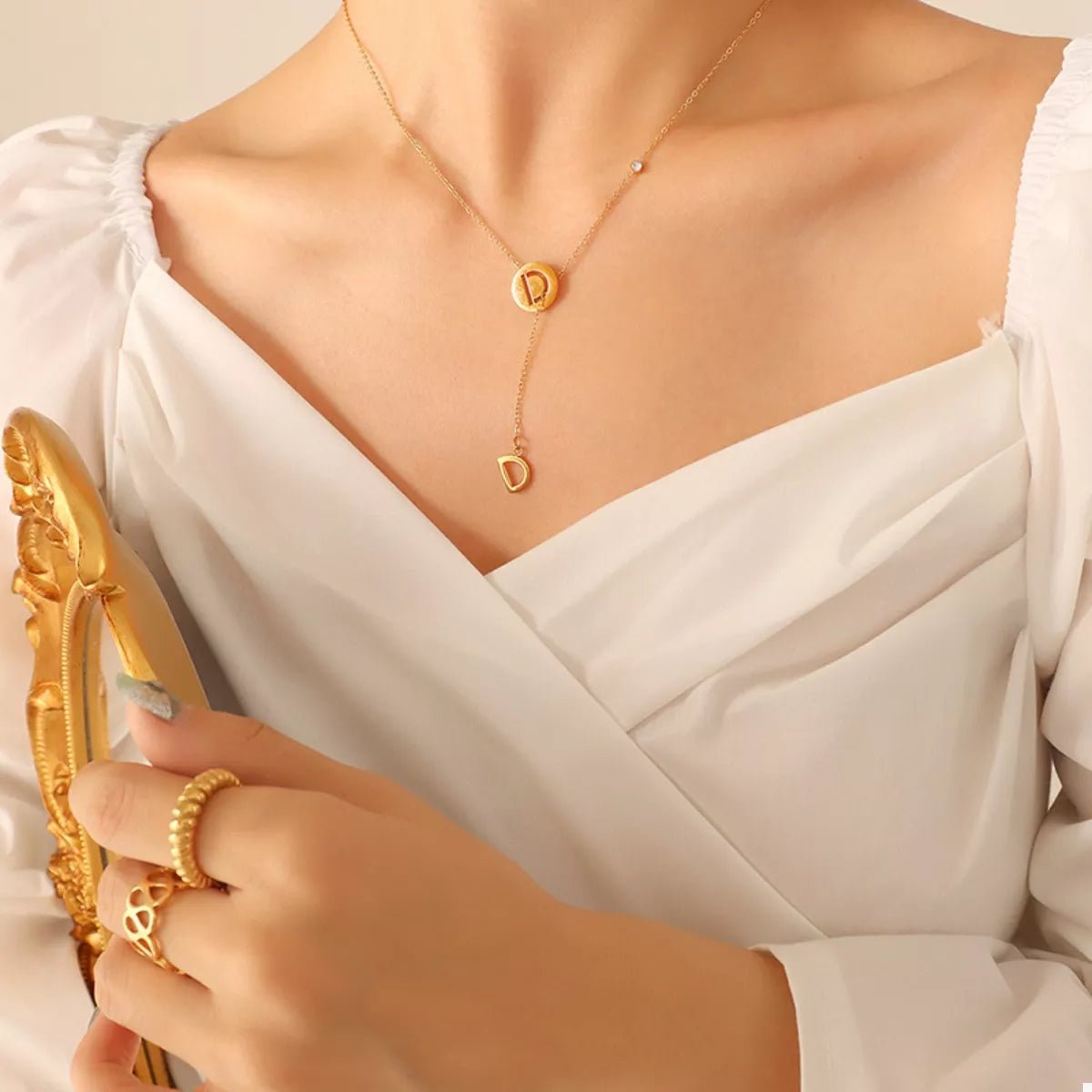 18K Gold-Plated Titanium Steel Letter Pendant Necklace - TheMomCo.
