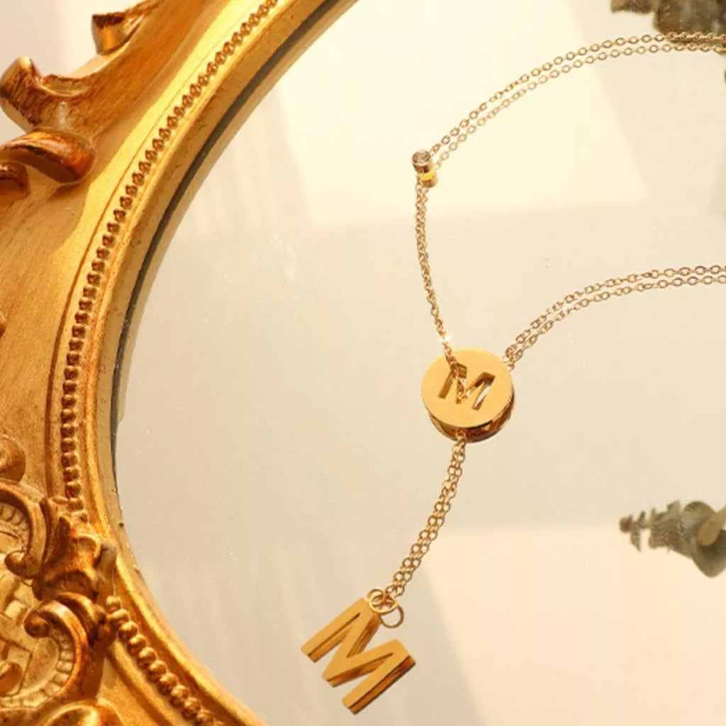 18K Gold-Plated Titanium Steel Letter Pendant Necklace - TheMomCo.