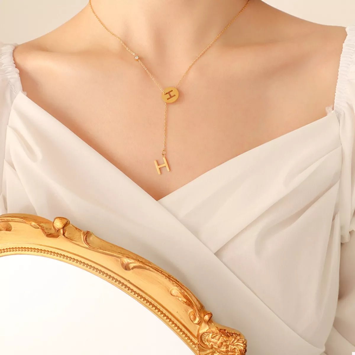 18K Gold-Plated Titanium Steel Letter Pendant Necklace - TheMomCo.