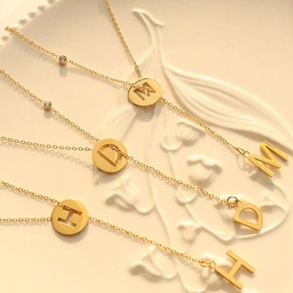 18K Gold-Plated Titanium Steel Letter Pendant Necklace - TheMomCo.