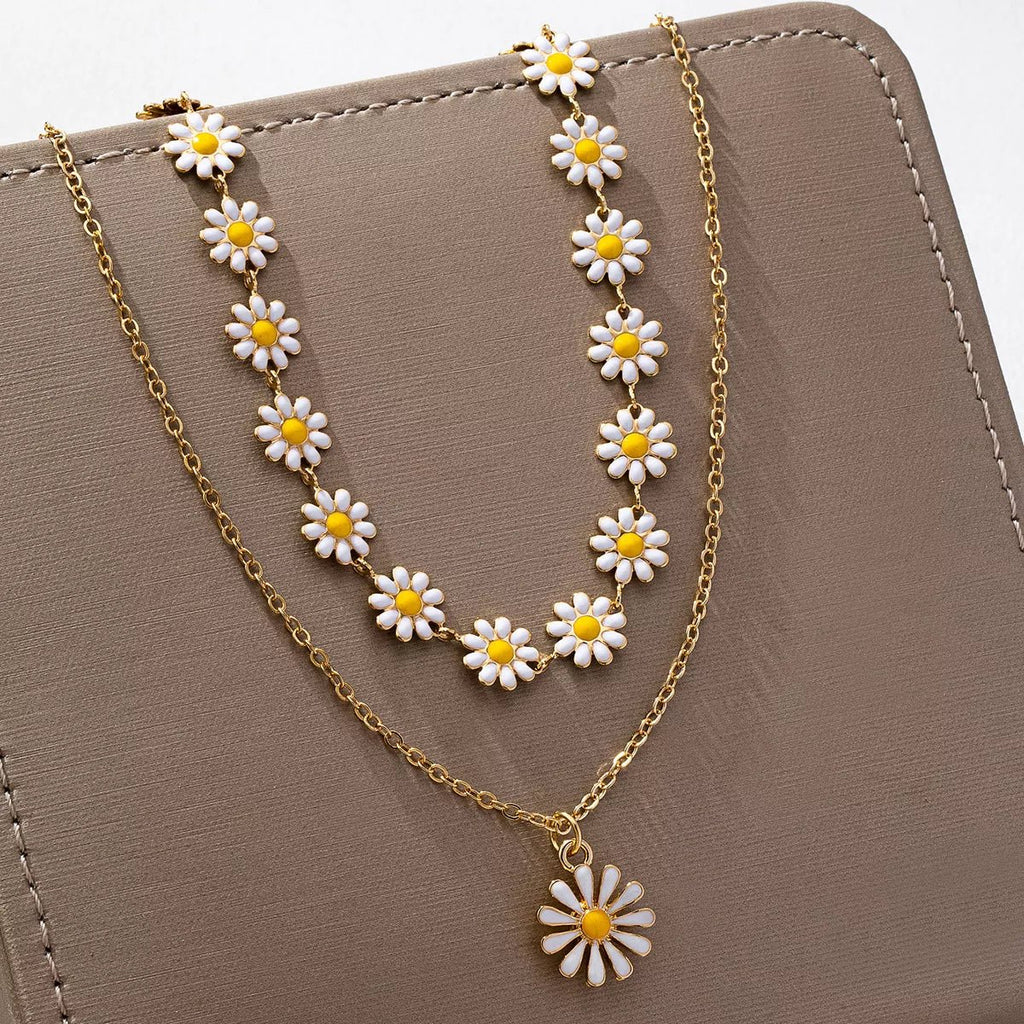 2 Piece 18K Gold-Plated Daisy Necklace - TheMomCo.
