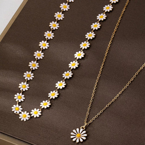 2 Piece 18K Gold-Plated Daisy Necklace - TheMomCo.
