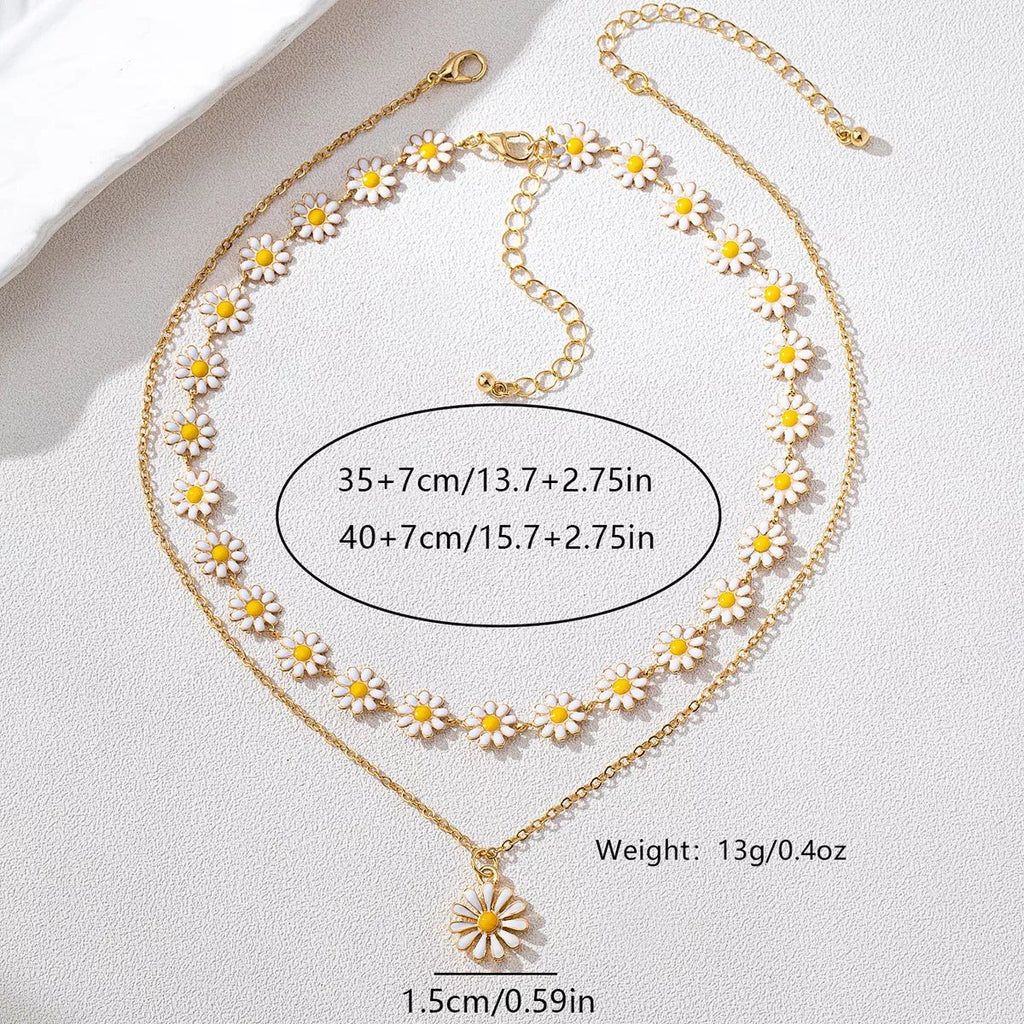 2 Piece 18K Gold-Plated Daisy Necklace - TheMomCo.