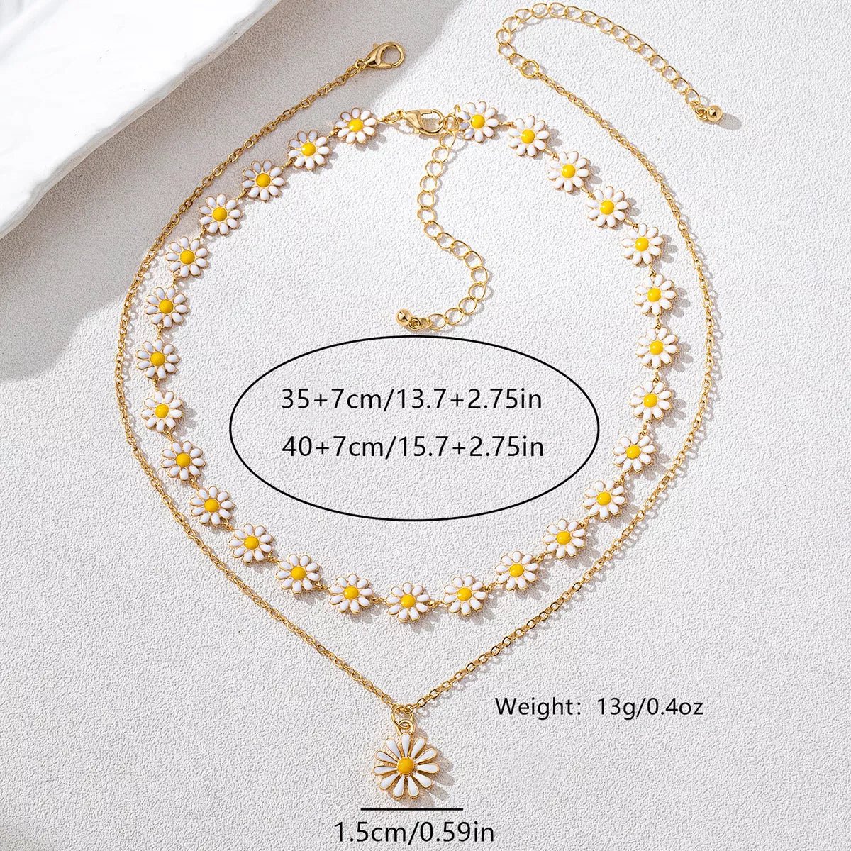 2 Piece 18K Gold-Plated Daisy Necklace - TheMomCo.