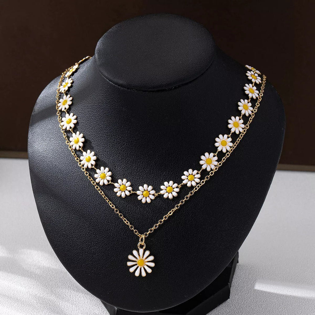 2 Piece 18K Gold-Plated Daisy Necklace - TheMomCo.