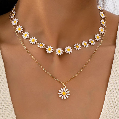 2 Piece 18K Gold-Plated Daisy Necklace - TheMomCo.