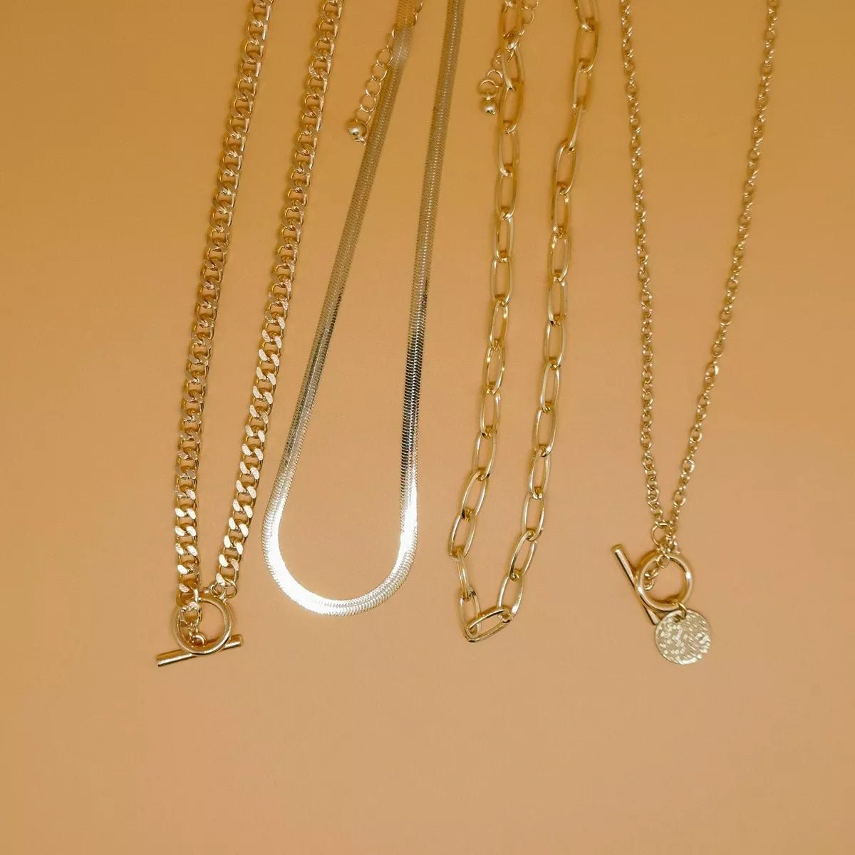 4-Piece Layered Coin Pendant Necklace - TheMomCo.