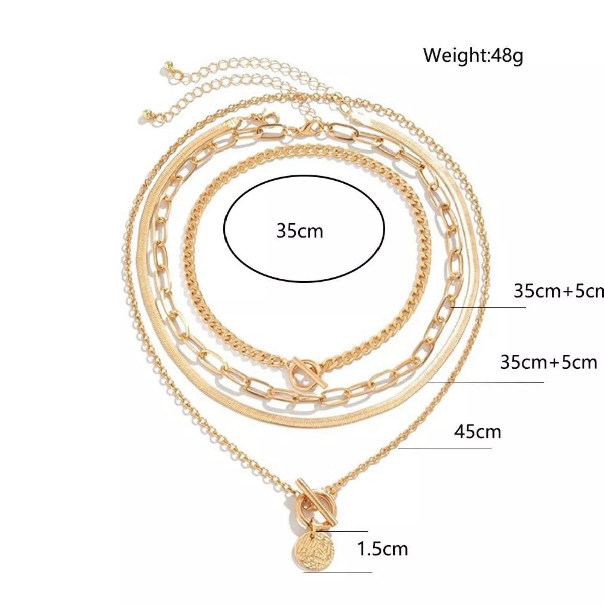 4-Piece Layered Coin Pendant Necklace - TheMomCo.