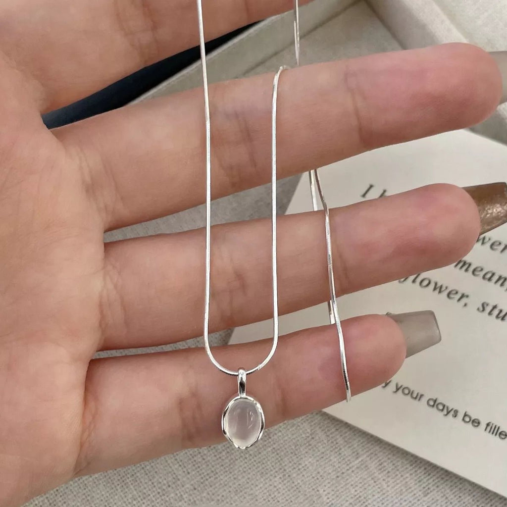 925 Sterling Silver Agate Pendant Necklace - TheMomCo.