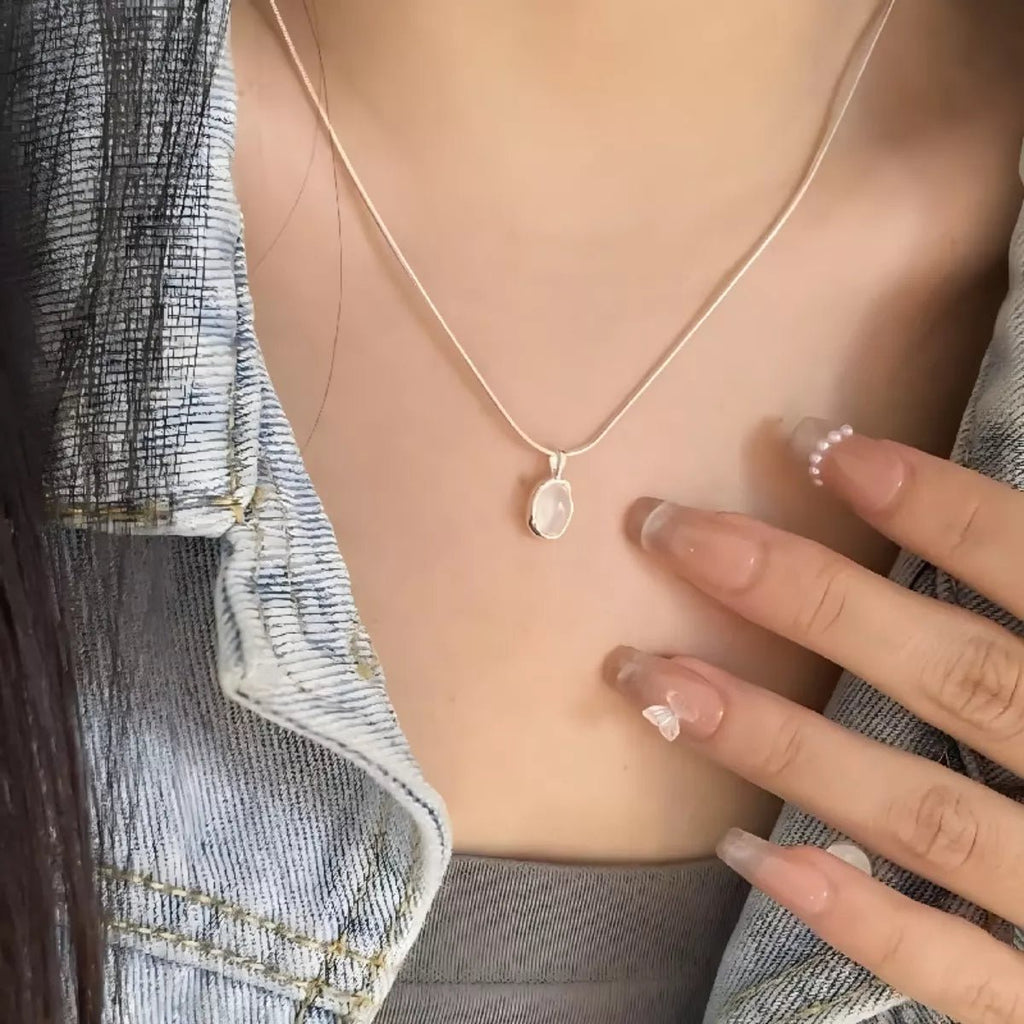 925 Sterling Silver Agate Pendant Necklace - TheMomCo.