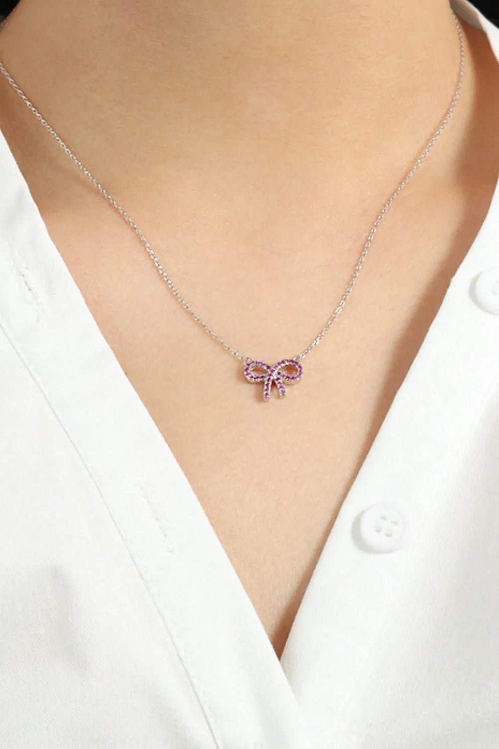 925 Sterling Silver Bow Necklace - TheMomCo.