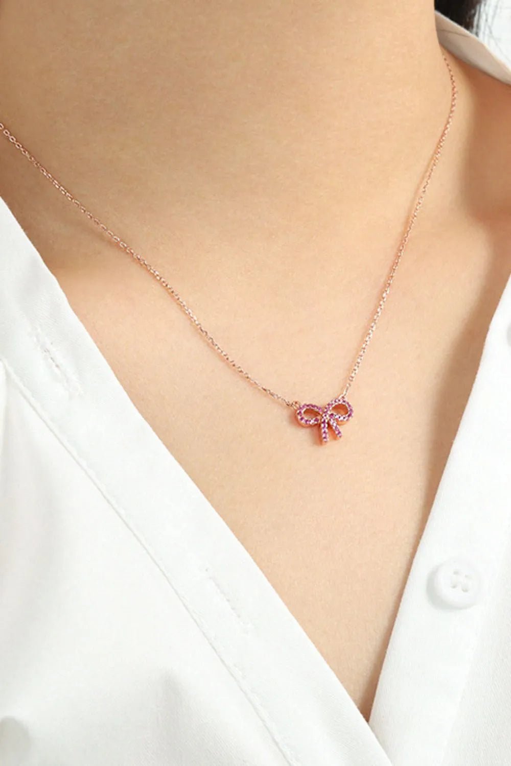 925 Sterling Silver Bow Necklace - TheMomCo.