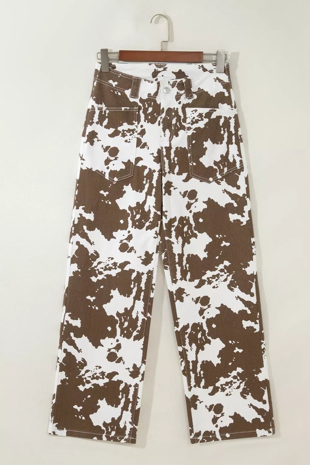 Abstract Pattern Regular Fit Full-Length Western Style Jeans - TheMomCo.