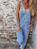 Adjustable Straps Denim Overalls - TheMomCo.