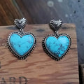 Artificial Turquoise Alloy Heart Dangle Earrings - TheMomCo.