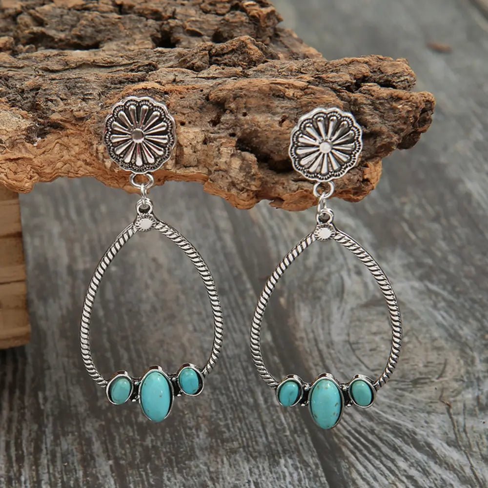 Artificial Turquoise Teardrop Earrings - TheMomCo.