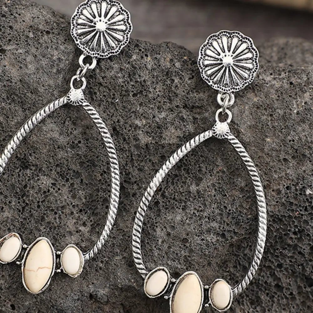 Artificial Turquoise Teardrop Earrings - TheMomCo.