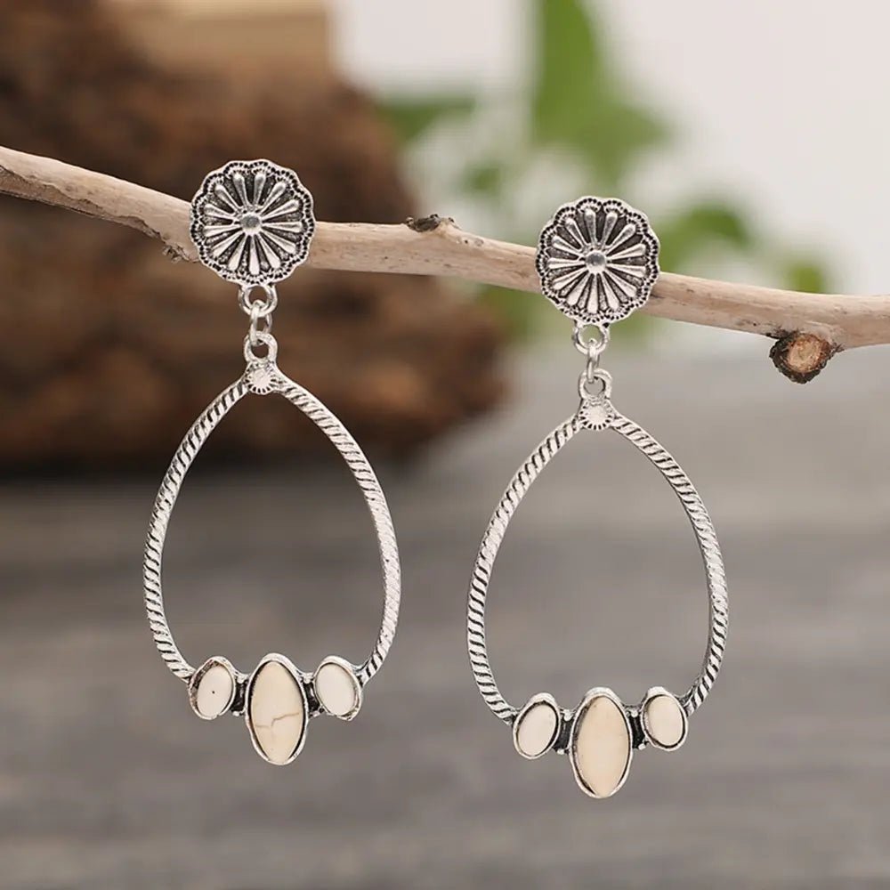 Artificial Turquoise Teardrop Earrings - TheMomCo.