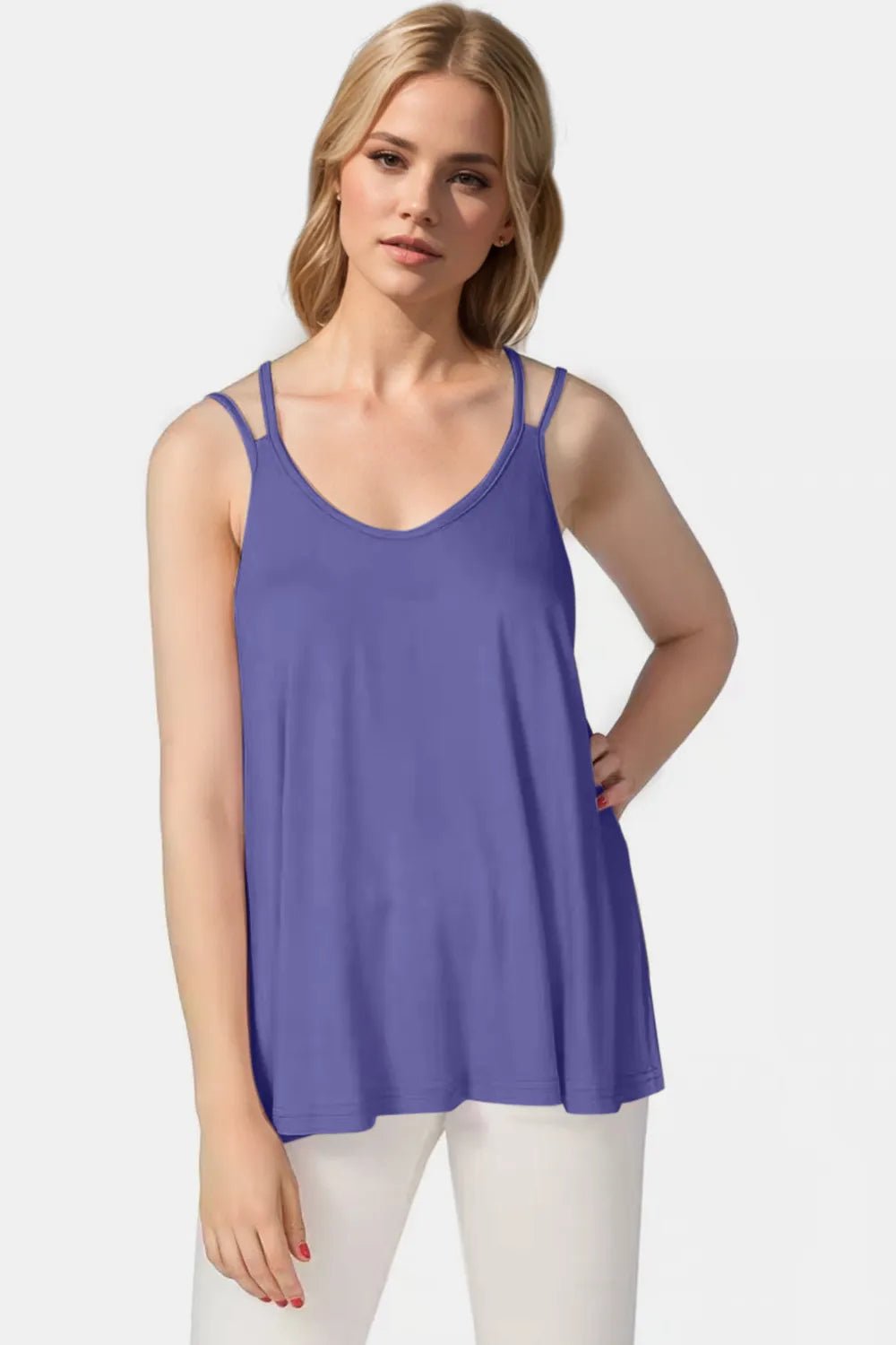 Basic Bae Bamboo Scoop Neck Double Spaghetti Straps Cami - TheMomCo.