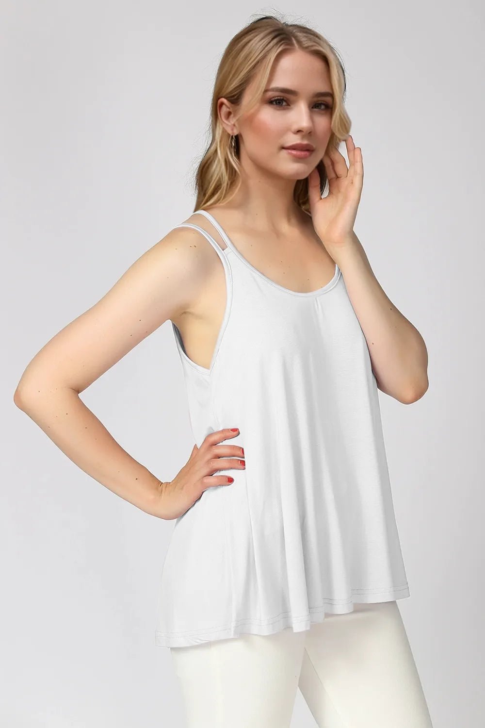 Basic Bae Bamboo Scoop Neck Double Spaghetti Straps Cami - TheMomCo.
