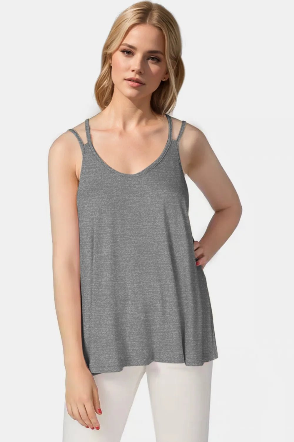 Basic Bae Bamboo Scoop Neck Double Spaghetti Straps Cami - TheMomCo.