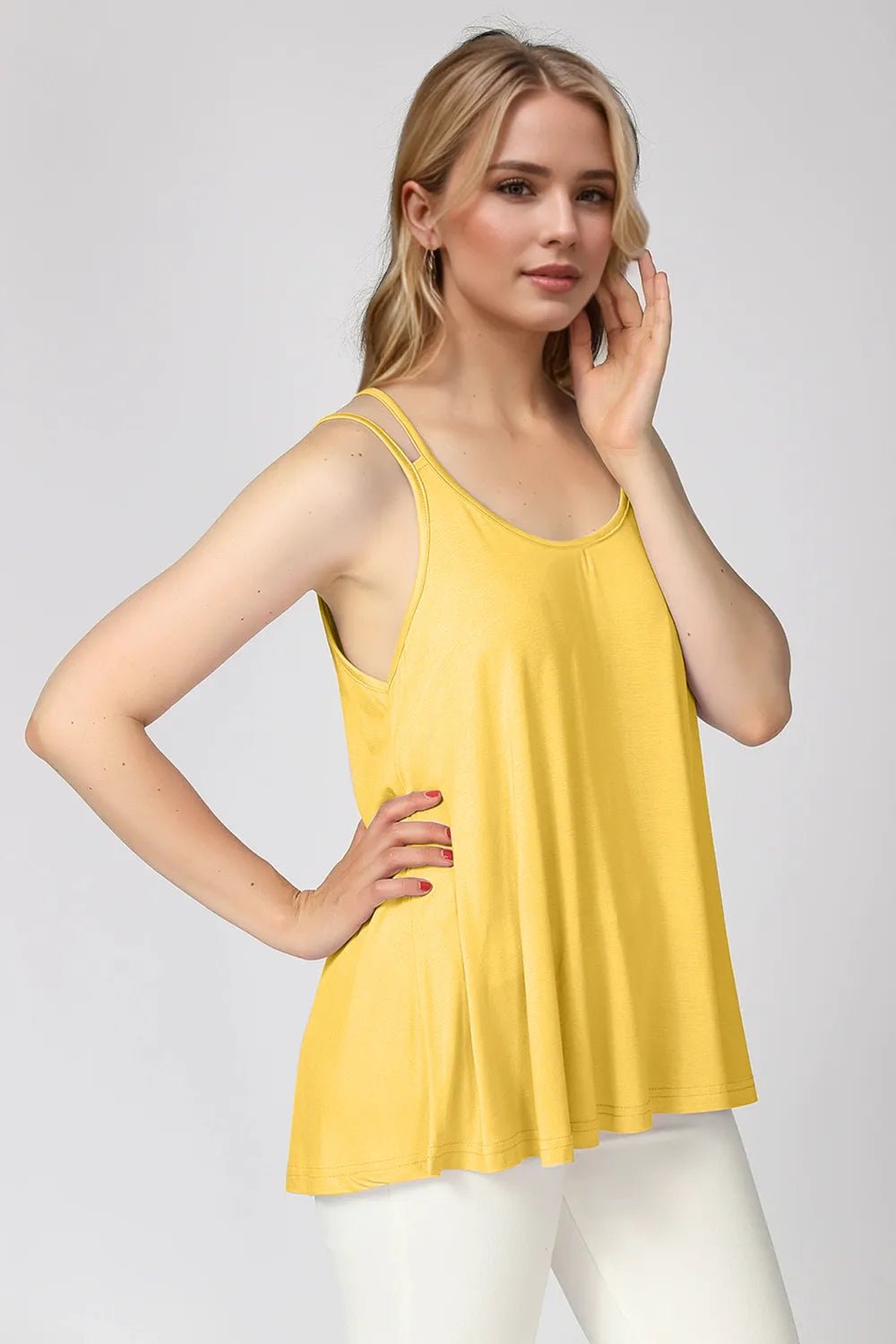 Basic Bae Bamboo Scoop Neck Double Spaghetti Straps Cami - TheMomCo.