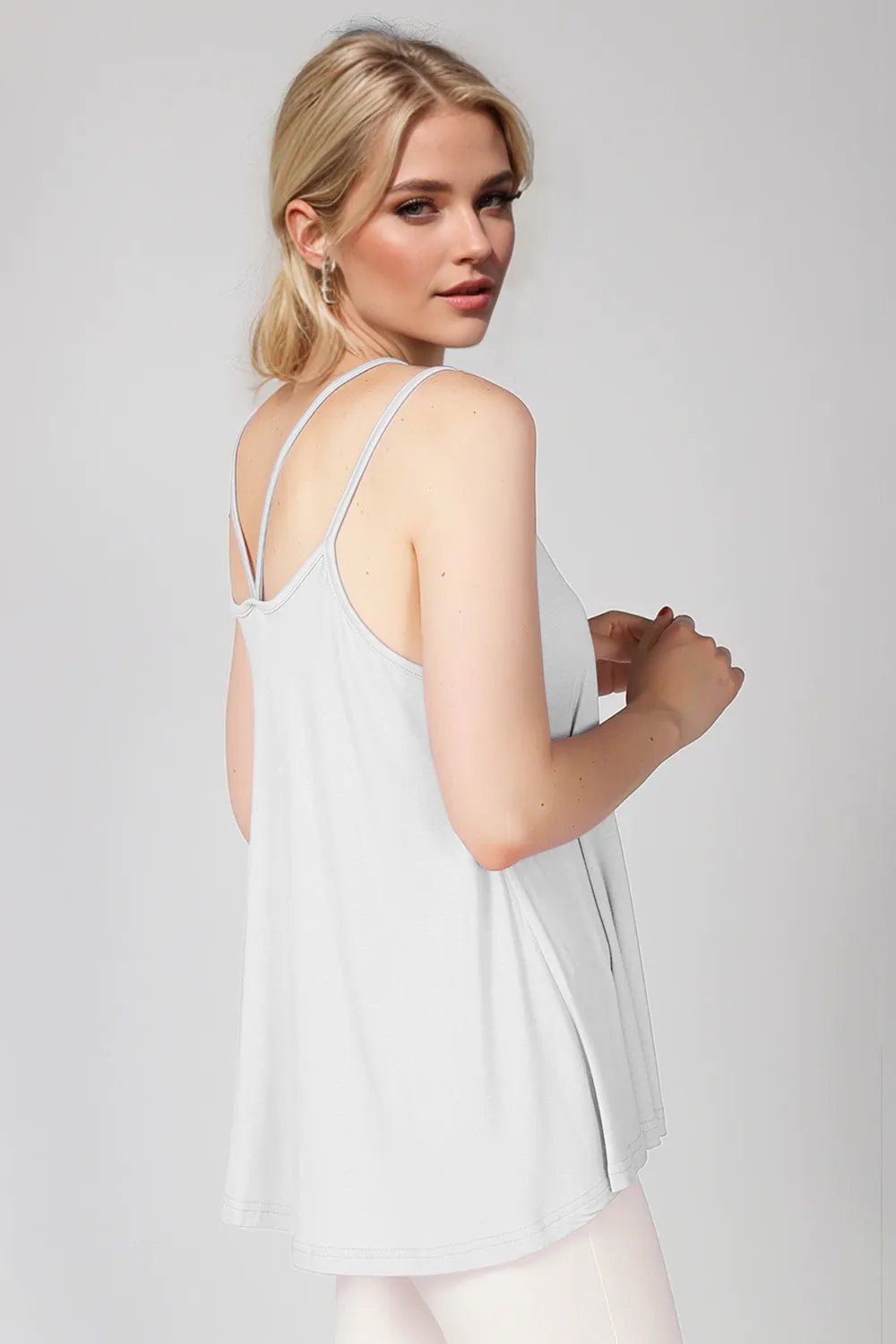 Basic Bae Bamboo Scoop Neck Double Spaghetti Straps Cami - TheMomCo.