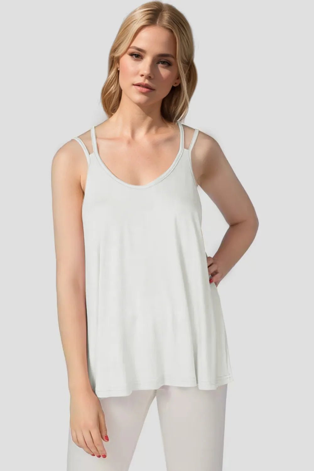 Basic Bae Bamboo Scoop Neck Double Spaghetti Straps Cami - TheMomCo.