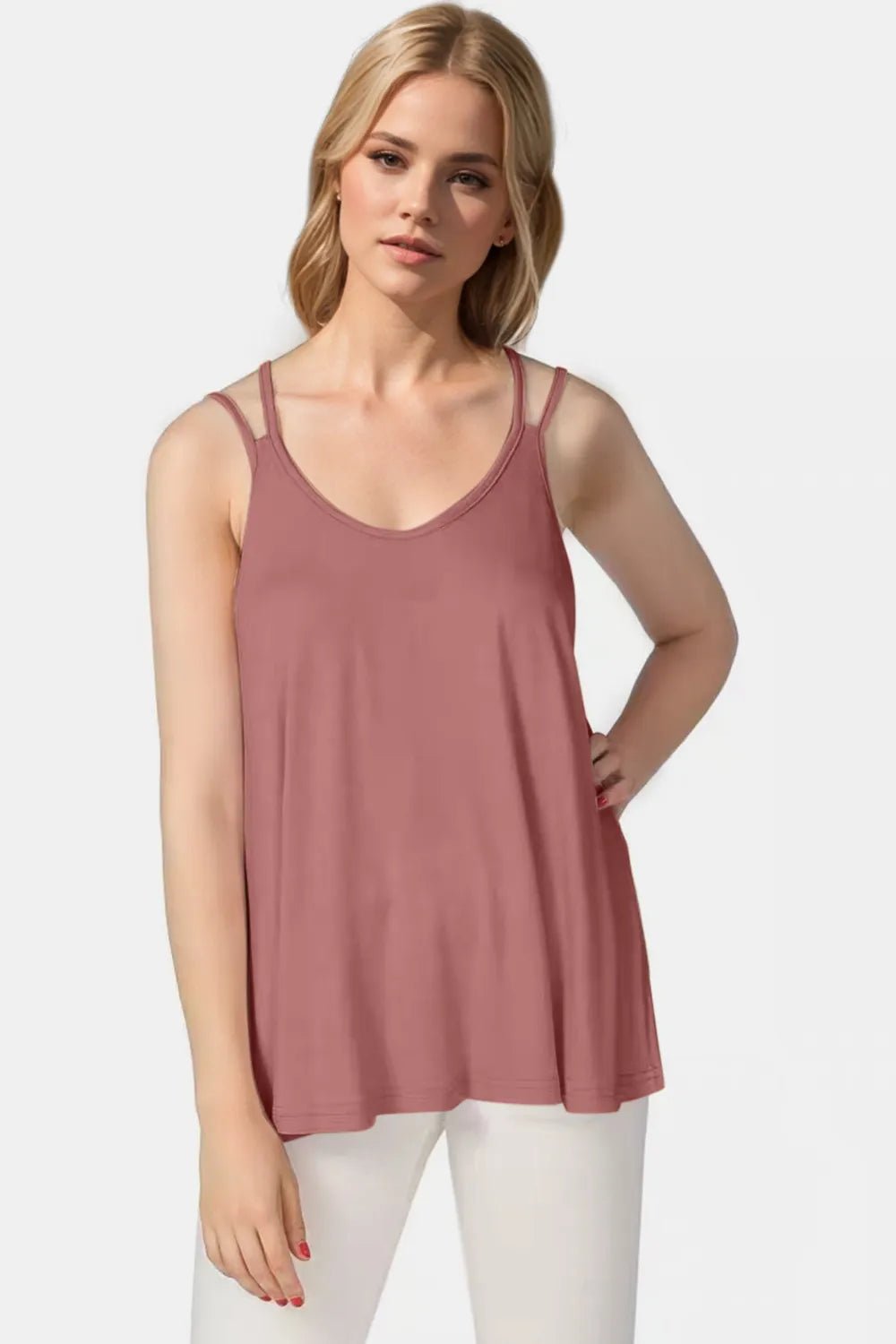 Basic Bae Bamboo Scoop Neck Double Spaghetti Straps Cami - TheMomCo.