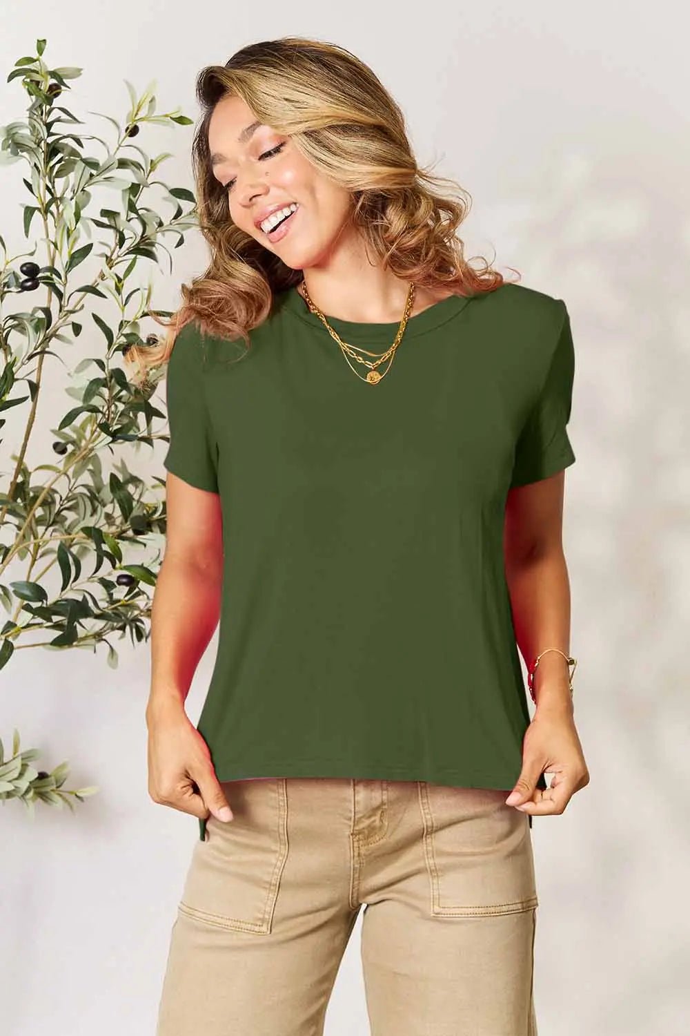Basic Bae Full Size Round Neck Short Sleeve T-Shirt - TheMomCo.