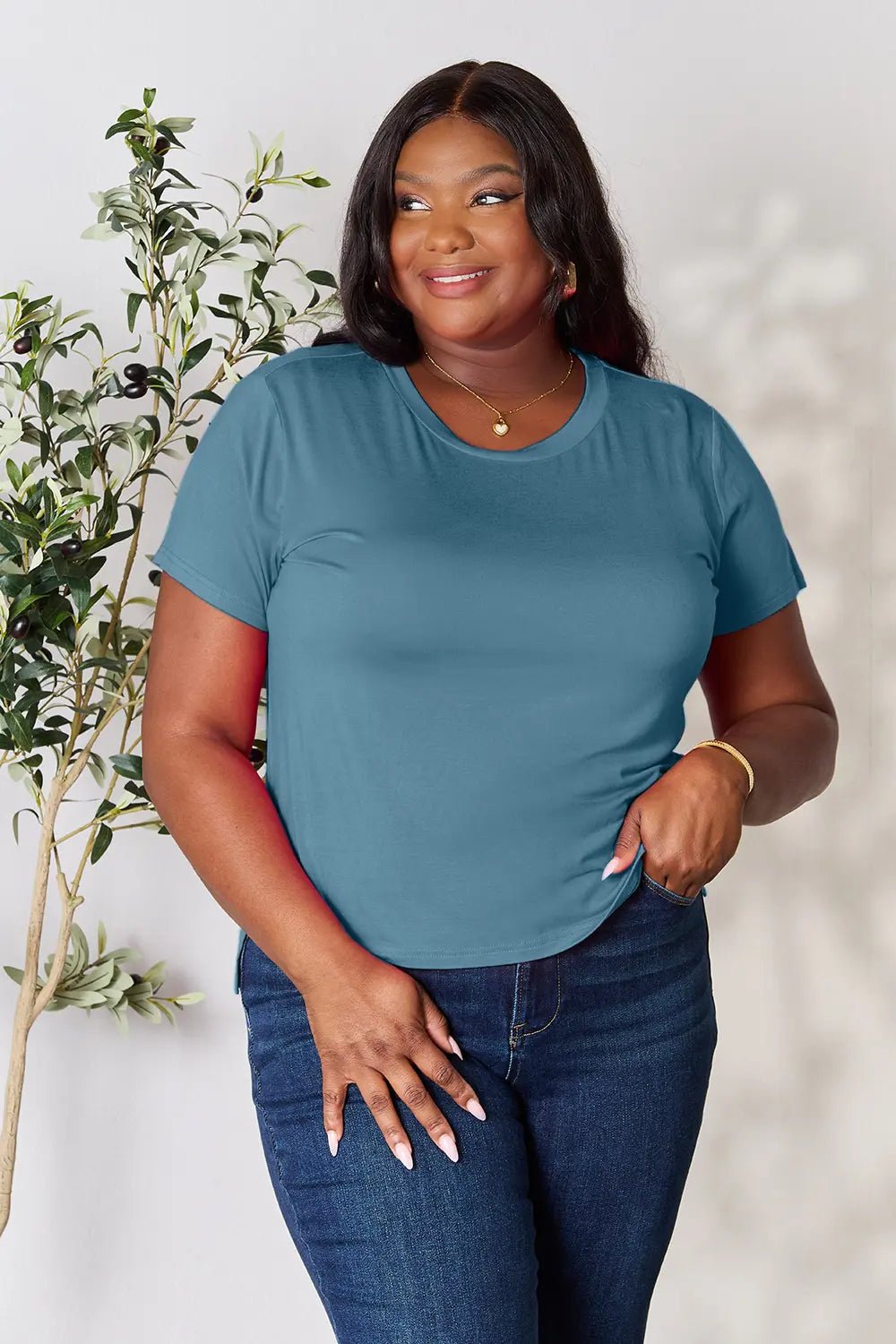 Basic Bae Full Size Round Neck Short Sleeve T-Shirt - TheMomCo.