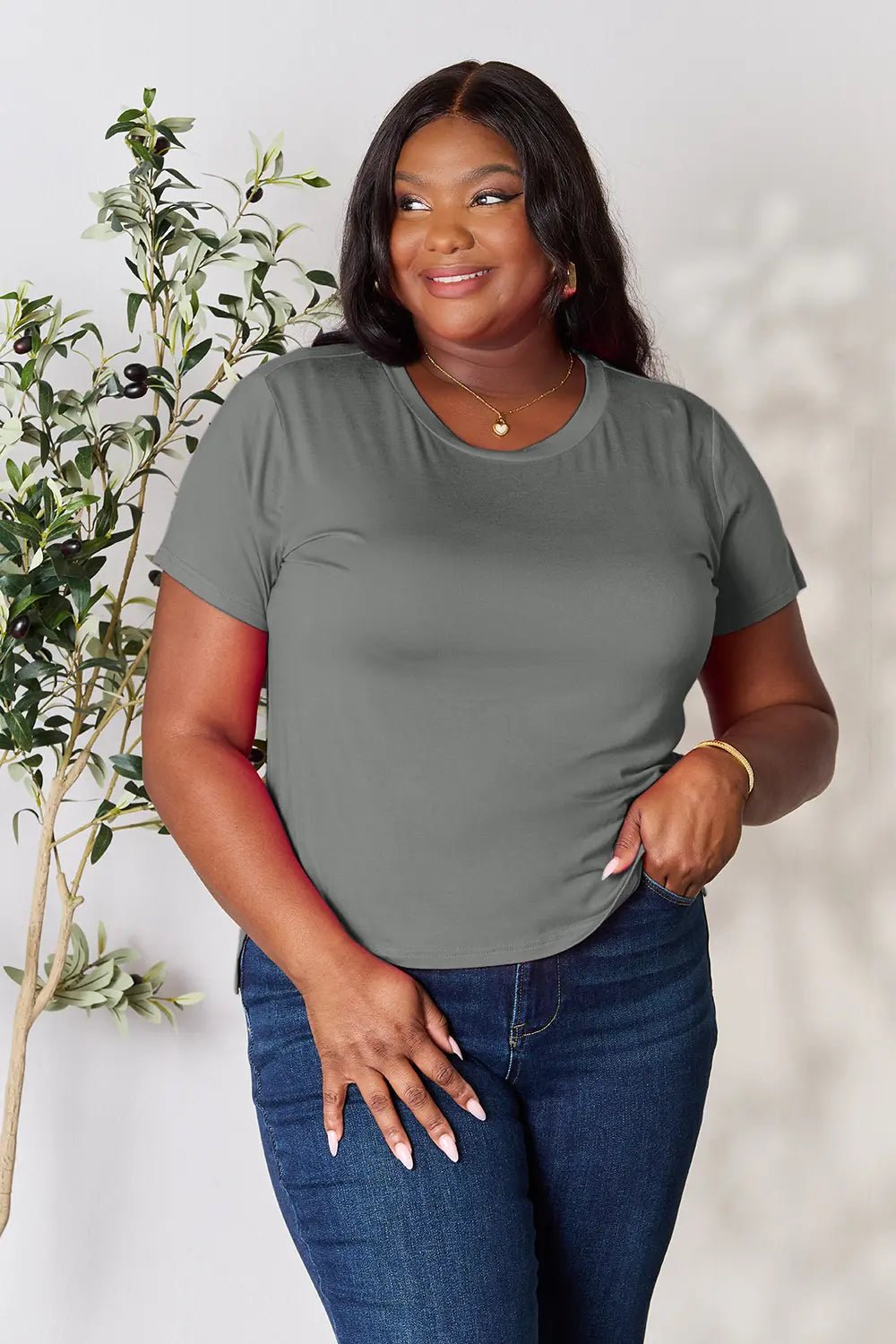 Basic Bae Full Size Round Neck Short Sleeve T-Shirt - TheMomCo.