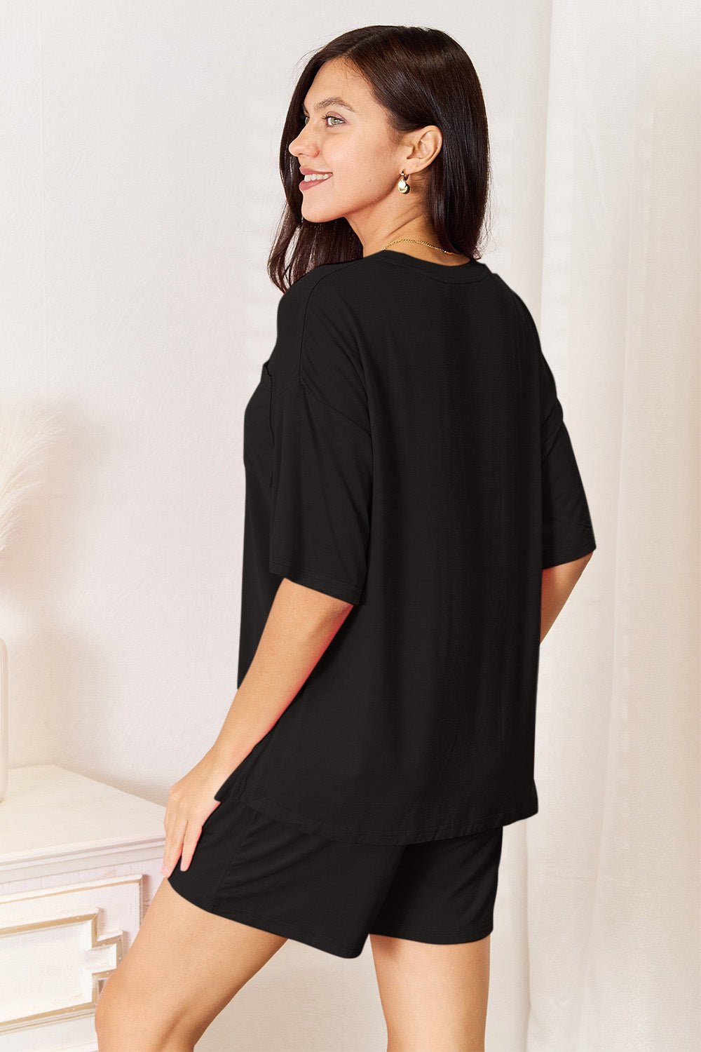 Basic Bae Full Size Soft Rayon Half Sleeve Top and Shorts Set - TheMomCo.