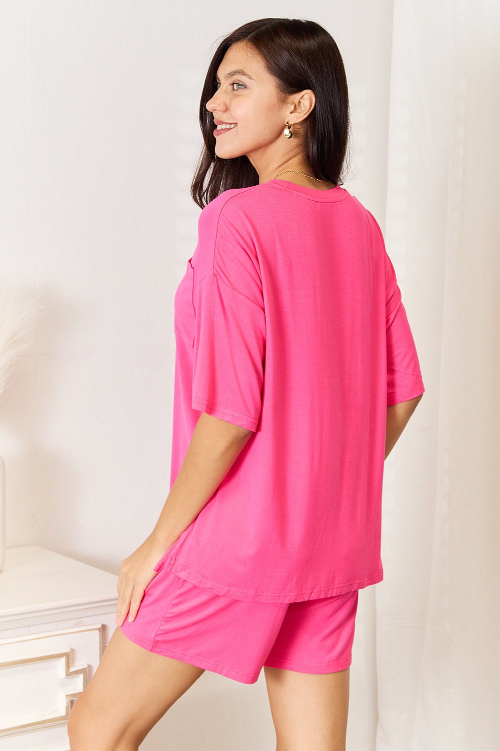 Basic Bae Full Size Soft Rayon Half Sleeve Top and Shorts Set - TheMomCo.