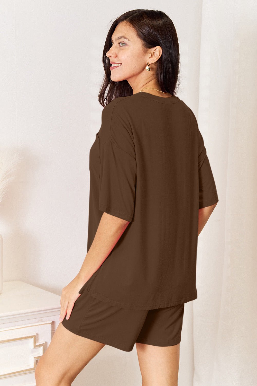 Basic Bae Full Size Soft Rayon Half Sleeve Top and Shorts Set - TheMomCo.