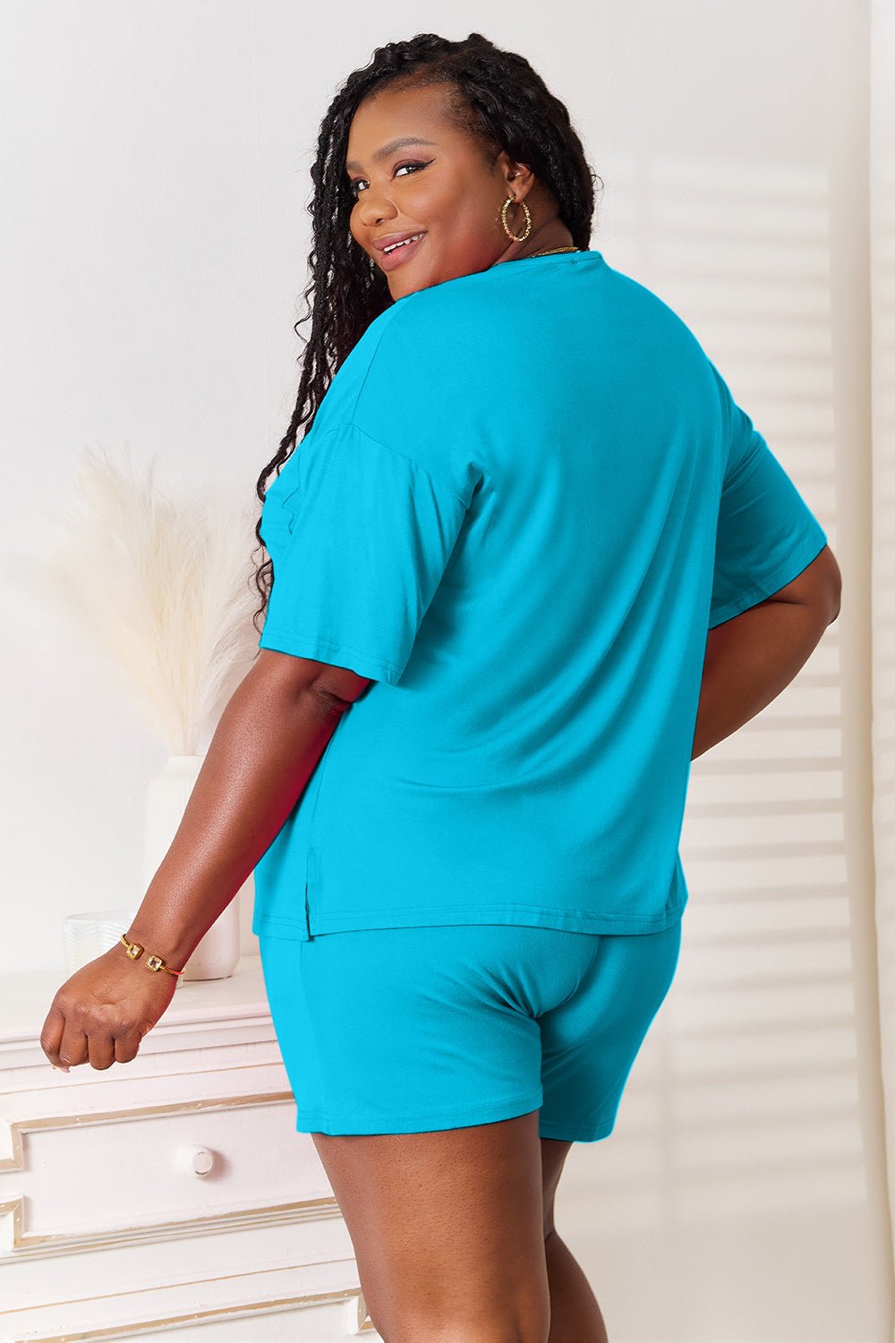Basic Bae Full Size Soft Rayon Half Sleeve Top and Shorts Set - TheMomCo.