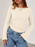 Boat Neck Flare Sleeve T-Shirt - TheMomCo.