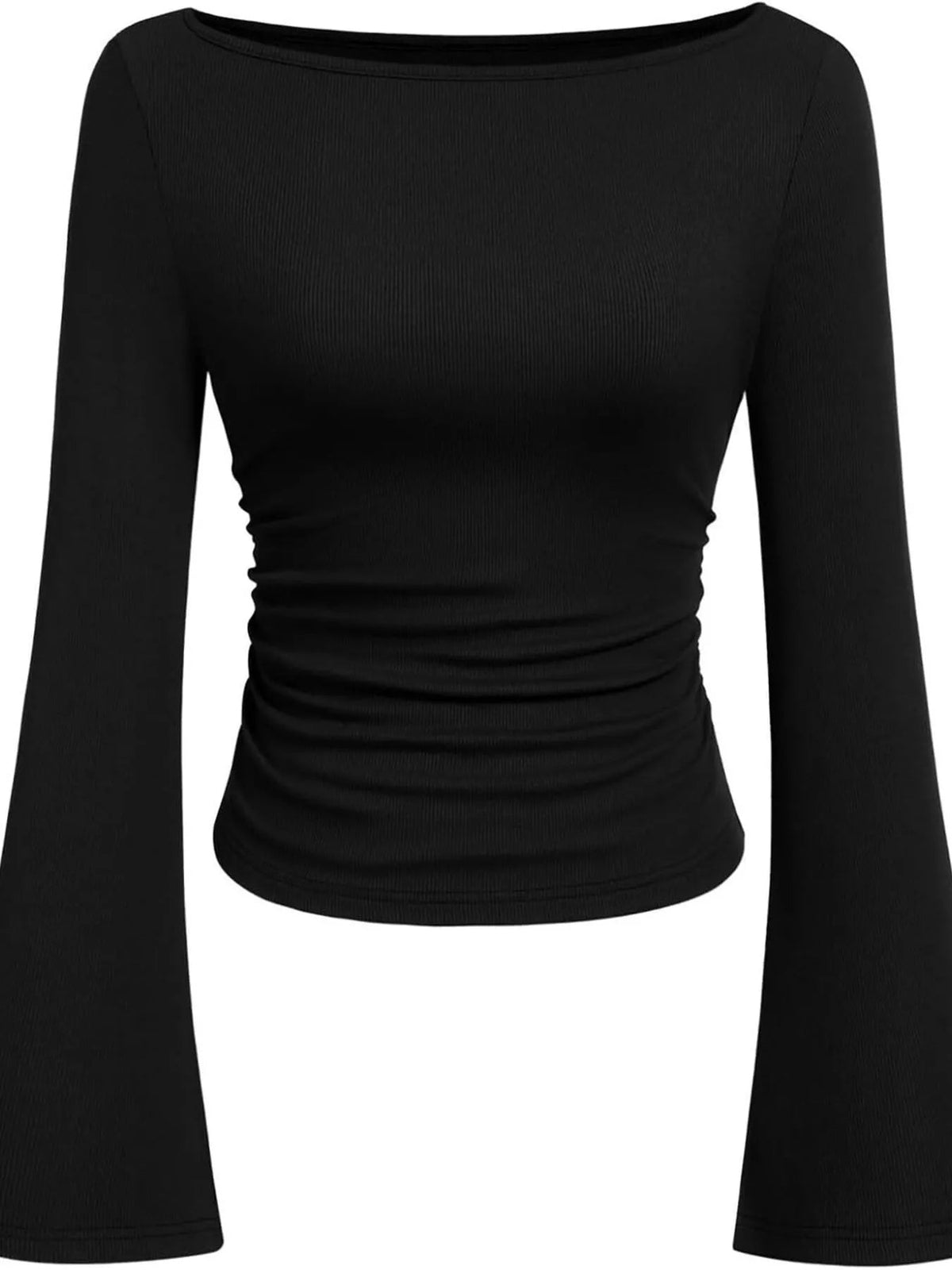 Boat Neck Flare Sleeve T-Shirt - TheMomCo.