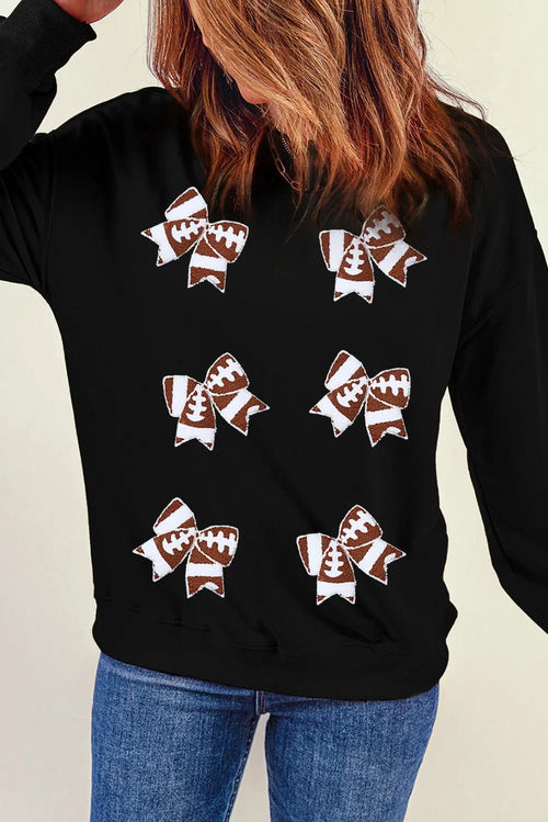 Bow Round Neck Long Sleeve Sweatshirt - TheMomCo.