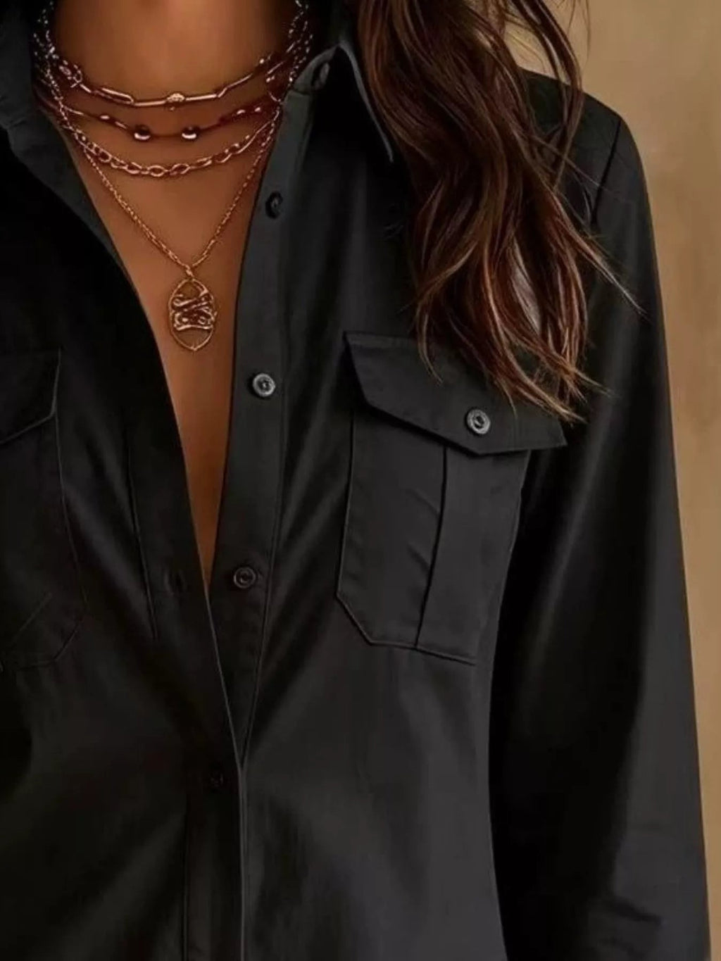 Button-Down Shirt Dress with Lace Trim - TheMomCo.