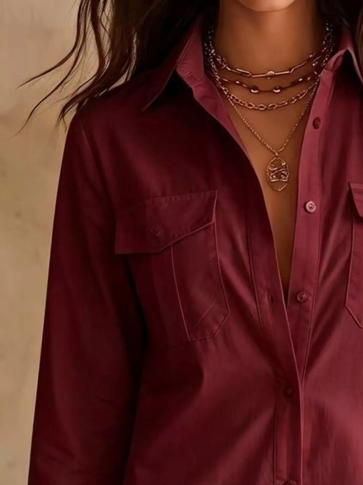 Button-Down Shirt Dress with Lace Trim - TheMomCo.