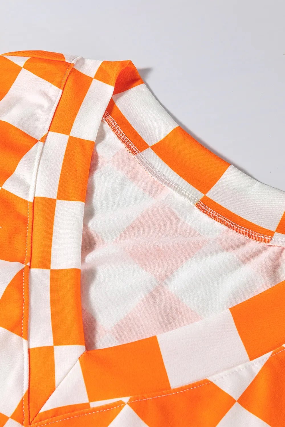 Checkerboard V Neck Loose Tee and Shorts Set - TheMomCo.