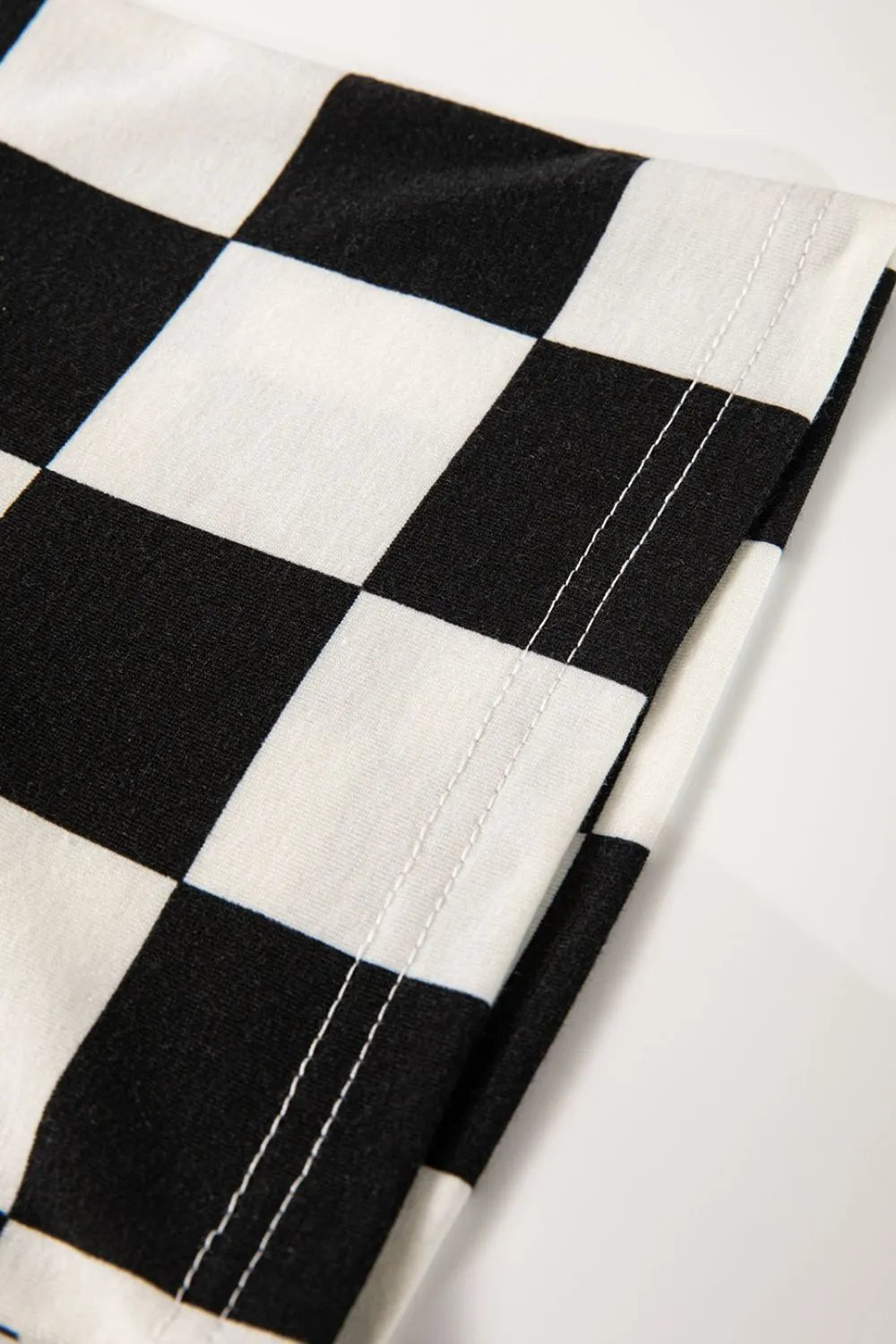 Checkerboard V Neck Loose Tee and Shorts Set - TheMomCo.
