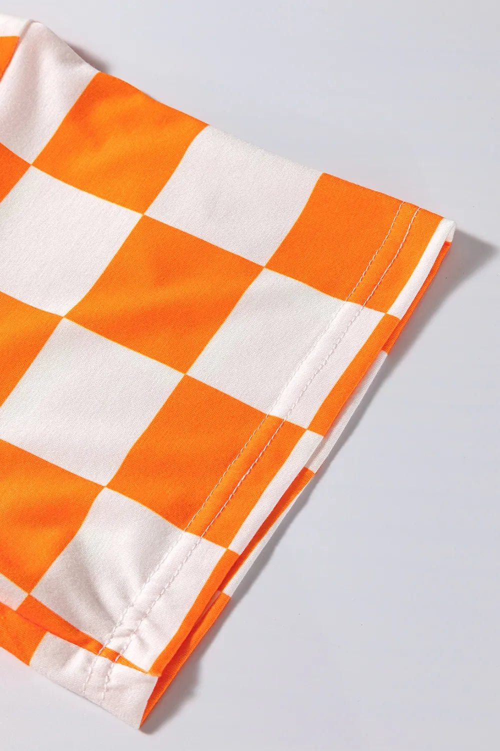 Checkerboard V Neck Loose Tee and Shorts Set - TheMomCo.