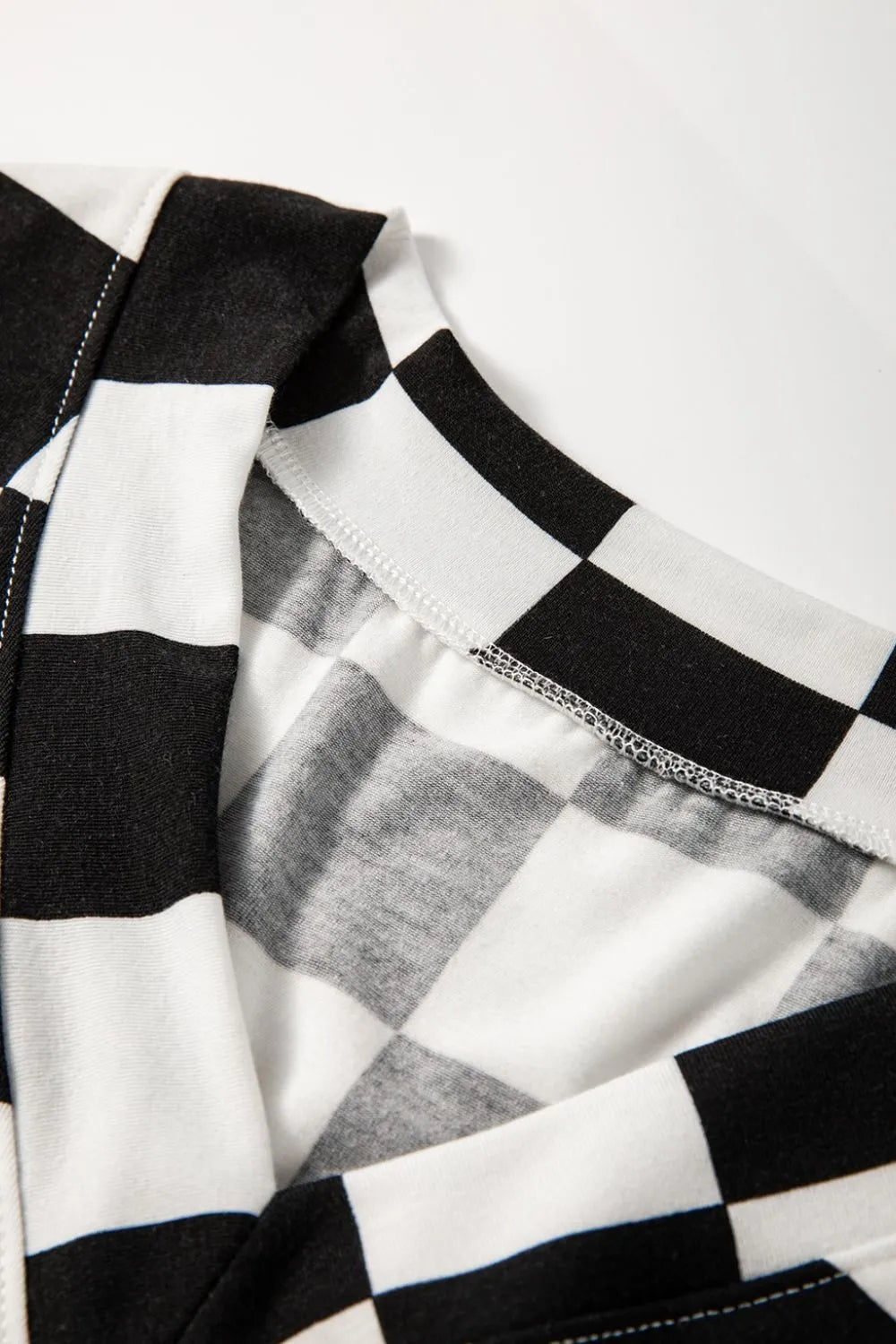 Checkerboard V Neck Loose Tee and Shorts Set - TheMomCo.