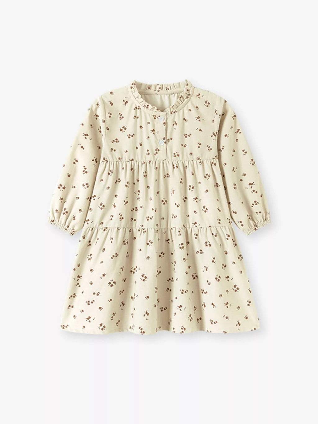 Children's Floral Print Tiered Long Sleeve Dress - TheMomCo.