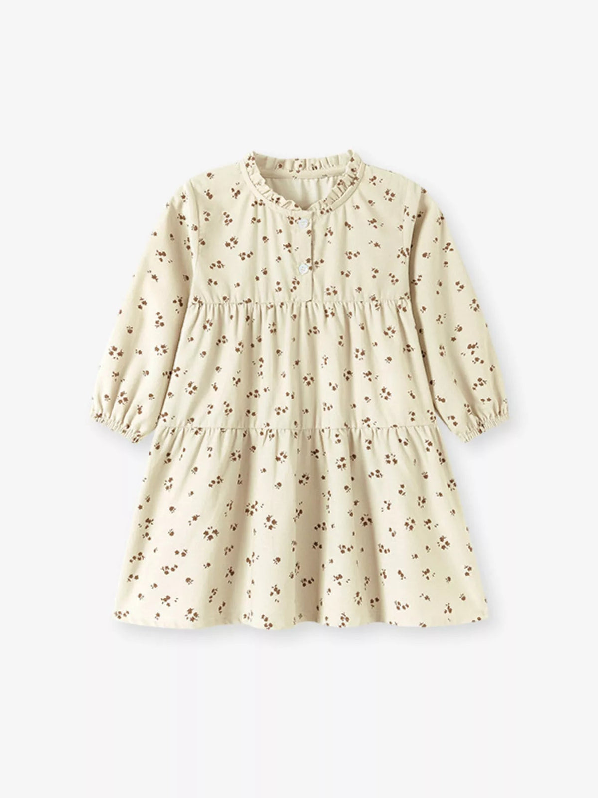Children's Floral Print Tiered Long Sleeve Dress - TheMomCo.