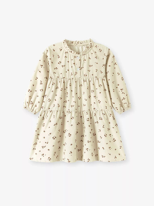 Children's Floral Print Tiered Long Sleeve Dress - TheMomCo.