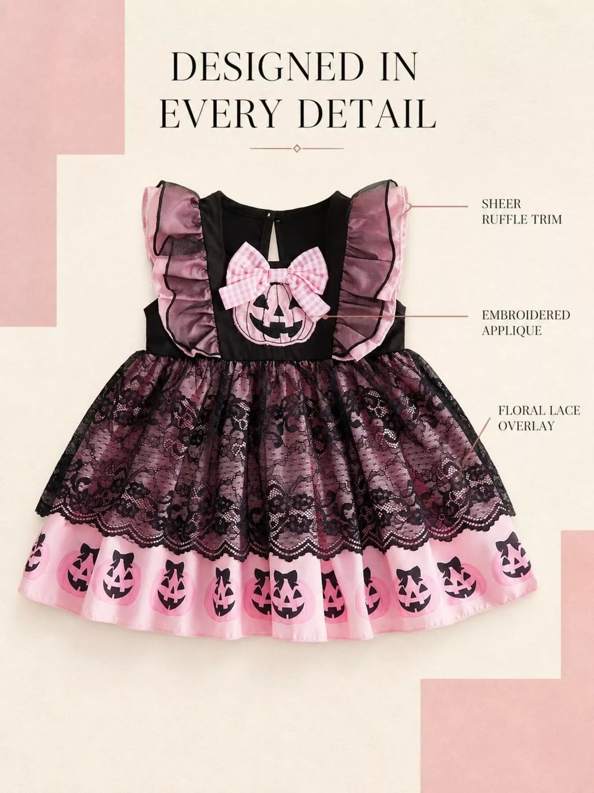 Children's Halloween Lolita Style Pumpkin Print Dress - TheMomCo.